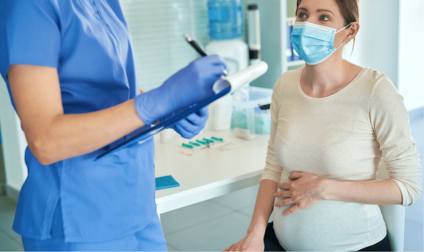 Pregnant woman during a medical interview